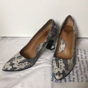 John Fluevog Textured Black and White Heels 7